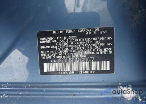 2021 Subaru Crosstrek Sport из США, поврежденный, VIN JF2GTHSC1MH301672